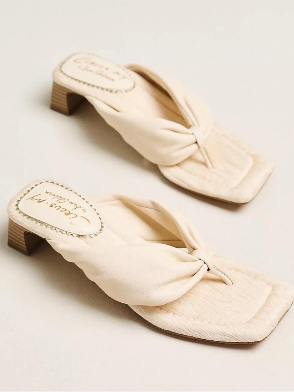Circus by Sam Edelman Colette Cream White Flip-Flop Heeled Sandal 7